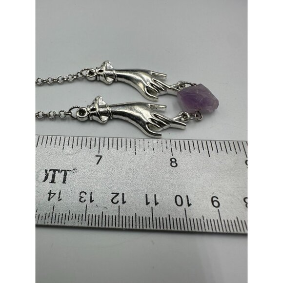 3/$30 Hand Necklace Silver Amethsyt Stone Connection Raw Gemstone Boho 16.5" - Picture 5 of 7